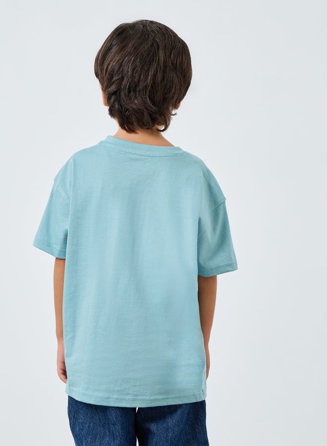 Styli Boys Blue Graphic Print Oversized T-Shirt - Image 5